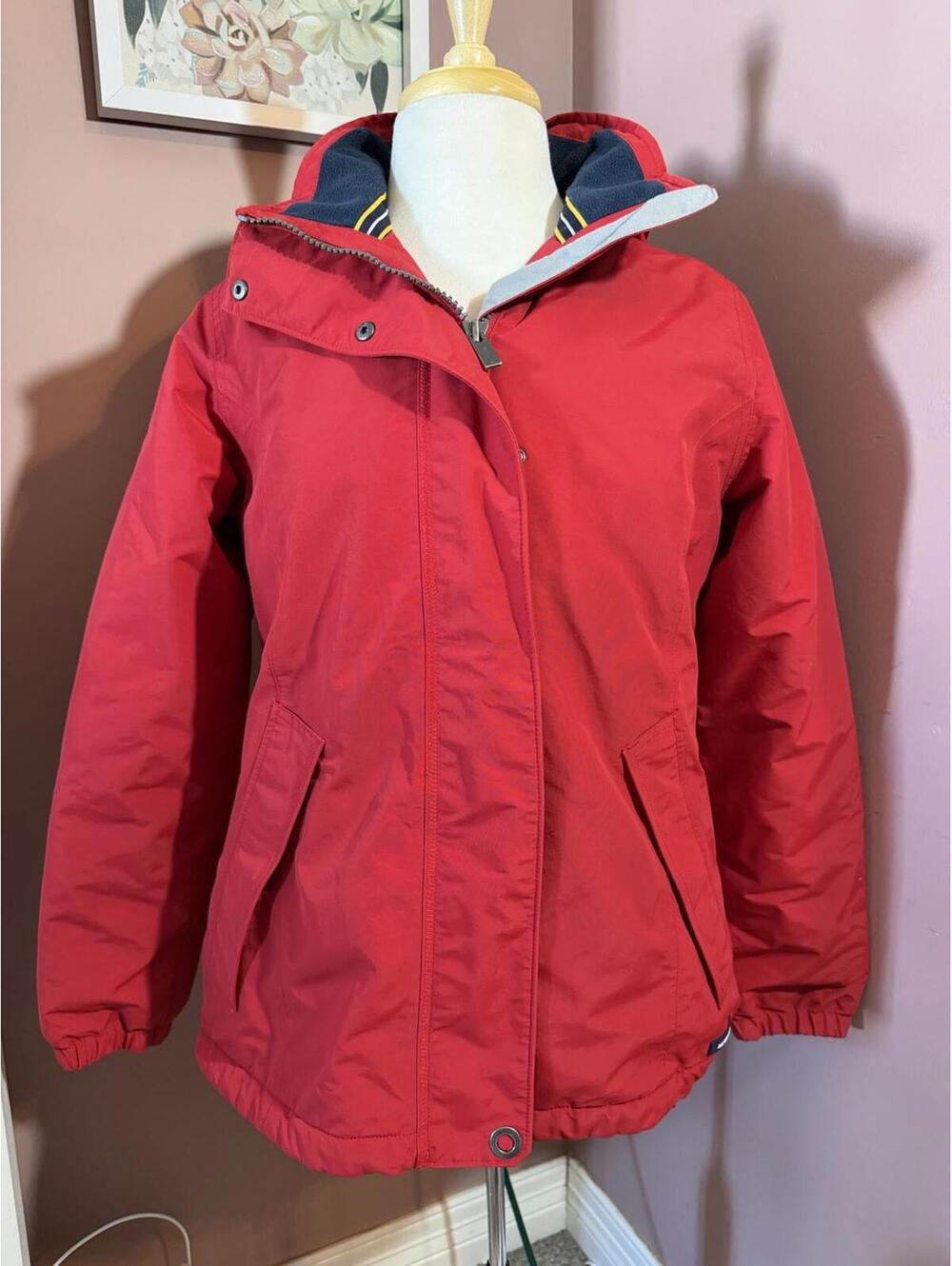 Lands End Winter Coat Womens XS (2-4) Red Removable Hood Waterproof Windproof